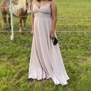 Elegant Sparkle Pink Dress with Spaghetti Straps